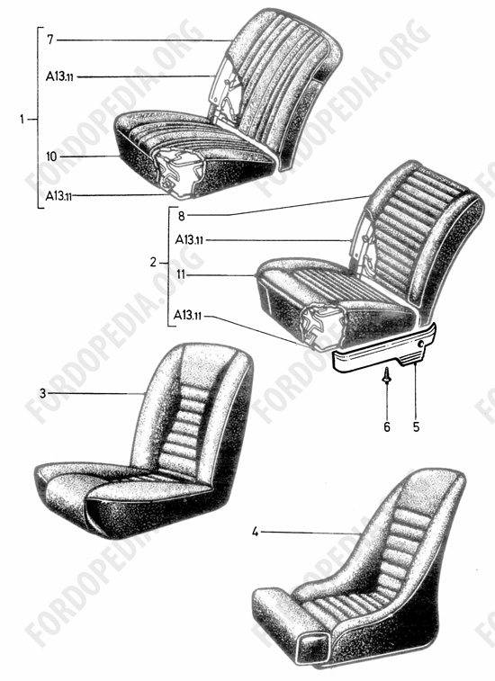 Ford Escort MkI RS/Mexico (1970-1974) - Front seat assy (fixed back)