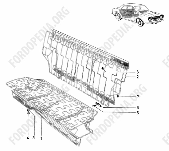 Ford Escort MkI RS/Mexico (1970-1974) - Rear seat - components