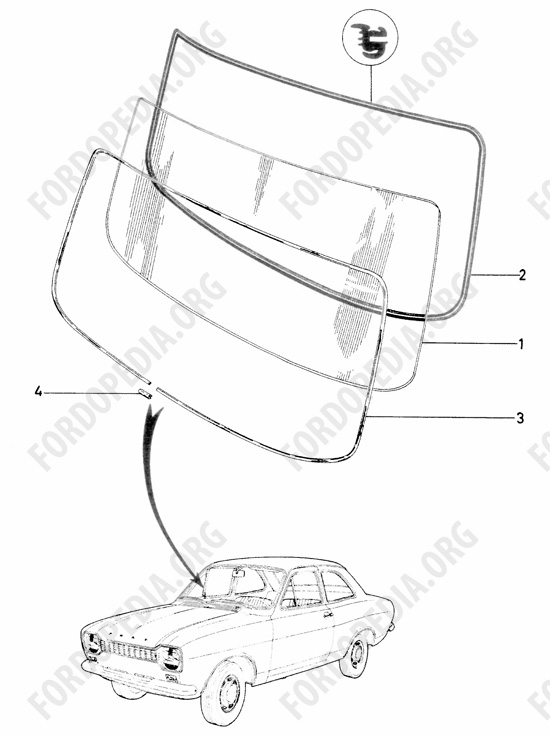 Ford Escort MkI RS/Mexico (1970-1974) - Windshield