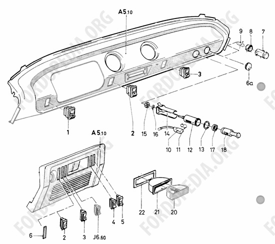 Ford Escort MkI RS/Mexico (1970-1974) - Related parts - instrument panel