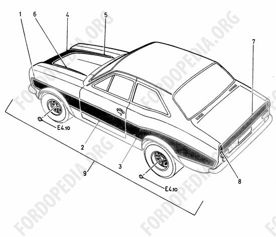 Ford Escort MkI RS/Mexico (1970-1974) - Body stripe - RS2000