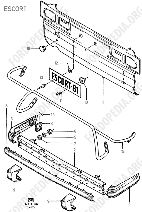 Ford Escort MkIII/Orion MkI (1981-1986) - Lower Back Panel And Bumper (LIFTBACK 3D/5D)