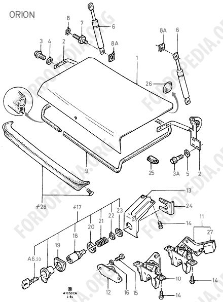 Ford Escort MkIII/Orion MkI (1981-1986) - Luggage Compartment Door / Manual Lock Control (ORION)