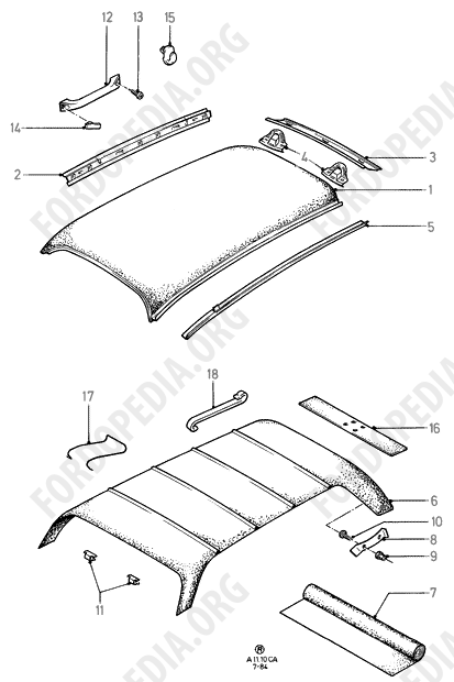 Ford Escort MkIII/Orion MkI (1981-1986) - Roof - Less Sliding Roof Opening (LIFTBACK, SEDAN)