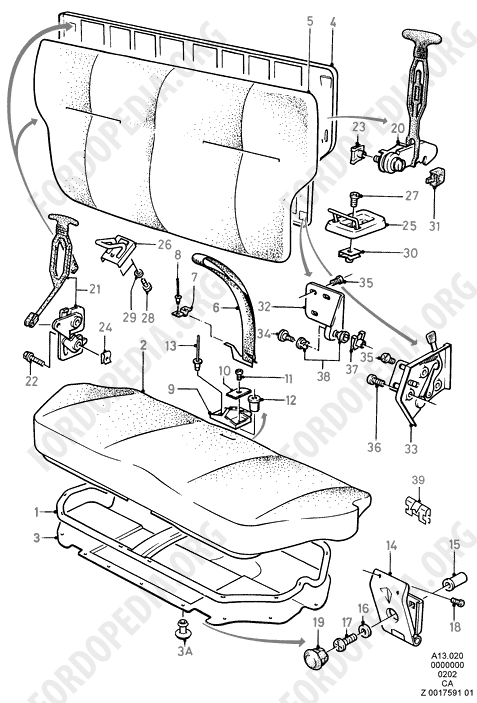 Ford Escort MkIII/Orion MkI (1981-1986) - Rear Seat 1-Piece Back (LIFTBACK 3D/5D, KOMBI/ESTATE, CABRIO)