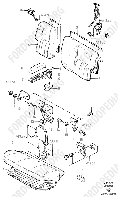 Ford Escort MkIII/Orion MkI (1981-1986) - Rear Seat 2-Piece Back (LIFTBACK 3D/5D, KOMBI/ESTATE)