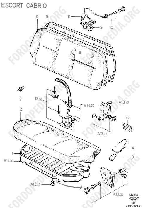 Ford Escort MkIII/Orion MkI (1981-1986) - Rear Seat 1-Piece Back (CABRIO)