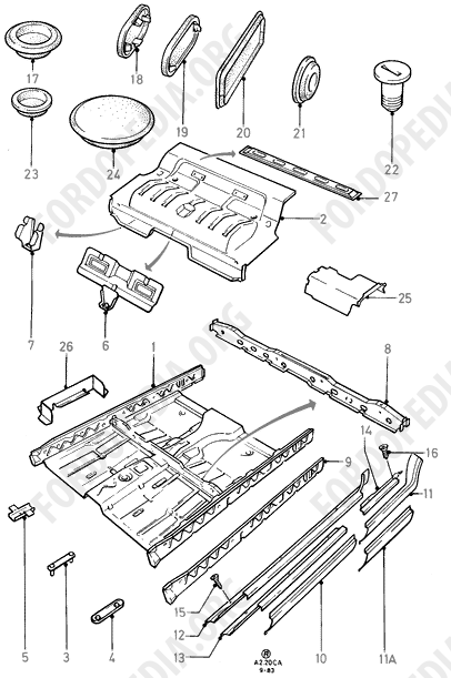 Ford Escort MkIII/Orion MkI (1981-1986) - Floor Pan - Front And Centre  