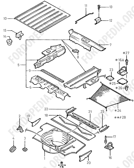 Ford Escort MkIII/Orion MkI (1981-1986) - Floor Pan - Intermediate And Rear  