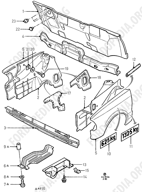 Ford Escort MkIII/Orion MkI (1981-1986) - Dash Panel / Aprons / Front Fenders  