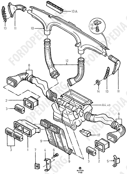 Ford Escort MkIII/Orion MkI (1981-1986) - Heater Vent Hoses  
