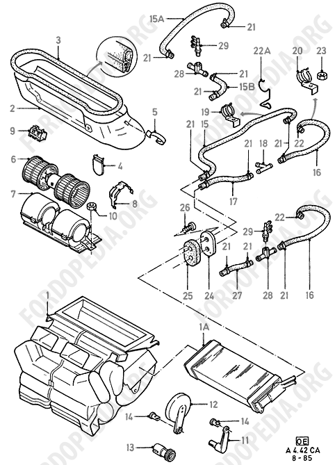 Ford Escort MkIII/Orion MkI (1981-1986) - Heater Components And Heater Hoses  