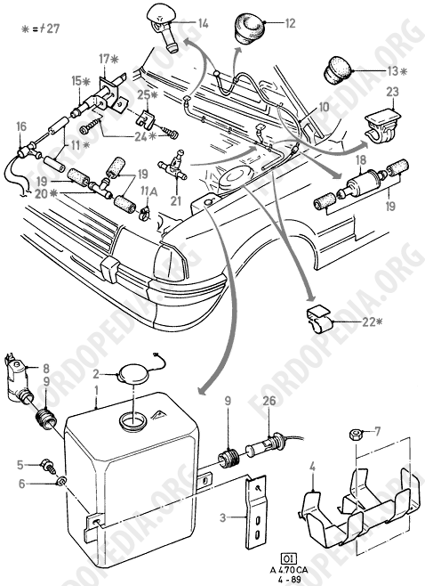 Ford Escort MkIII/Orion MkI (1981-1986) - Windscreen Washer  