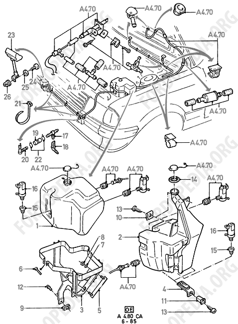 Ford Escort MkIII/Orion MkI (1981-1986) - Windscreen And Headlamp Washer  