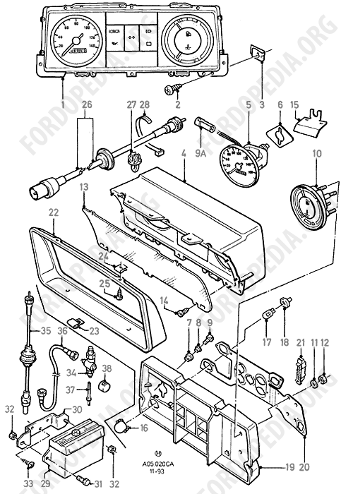 Ford Escort MkIII/Orion MkI (1981-1986) - Instrument Cluster Less Tachometer  