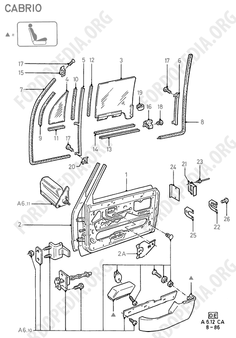 Ford Escort MkIII/Orion MkI (1981-1986) - Front Doors And Related Parts (CABRIO)