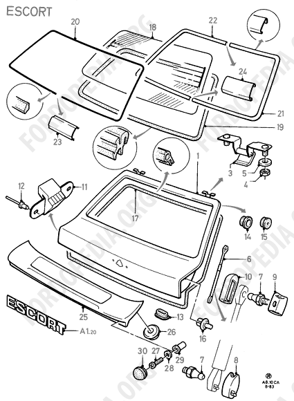 Ford Escort MkIII/Orion MkI (1981-1986) - Tailgate And Related Parts (LIFTBACK 3D/5D)