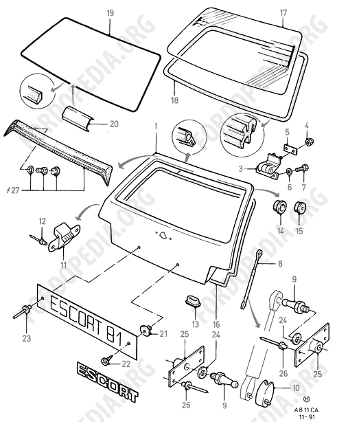 Ford Escort MkIII/Orion MkI (1981-1986) - Tailgate And Related Parts  