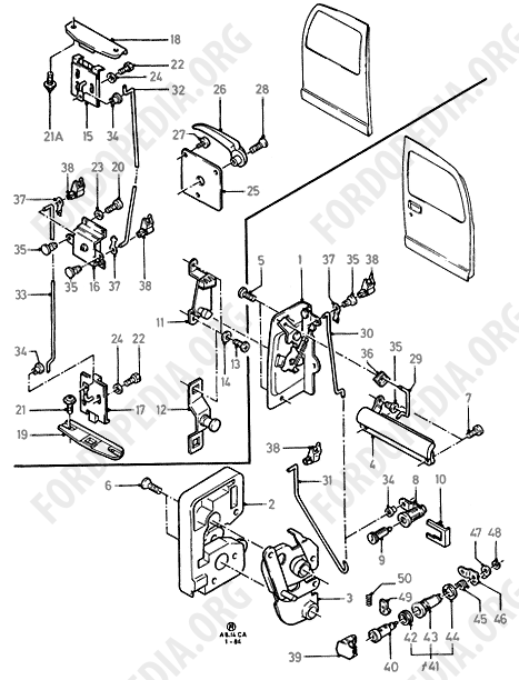 Ford Escort MkIII/Orion MkI (1981-1986) - Double Rear Door Controls (VAN)