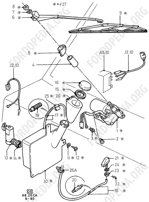 Ford Escort MkIII/Orion MkI (1981-1986) - Rear Window Wiper And Washer  