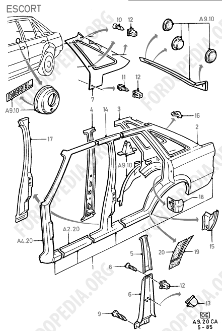 Ford Escort MkIII/Orion MkI (1981-1986) - Quarter Panels And Related Parts (LIFTBACK 5D)