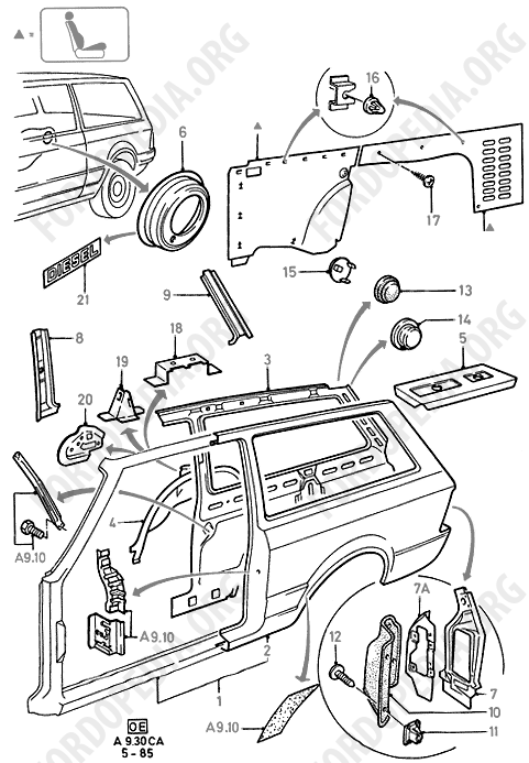 Ford Escort MkIII/Orion MkI (1981-1986) - Quarter Panels And Related Parts (KOMBI/ESTATE)