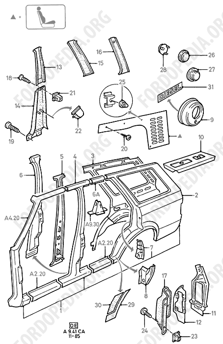 Ford Escort MkIII/Orion MkI (1981-1986) - Quarter Panels And Related Parts (KOMBI/ESTATE 4D)