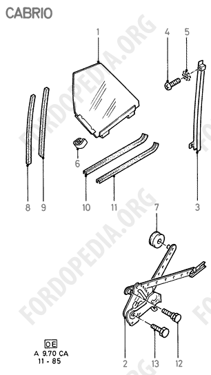 Ford Escort MkIII/Orion MkI (1981-1986) - Retractable Quarter Windows / Regulators (CABRIO)