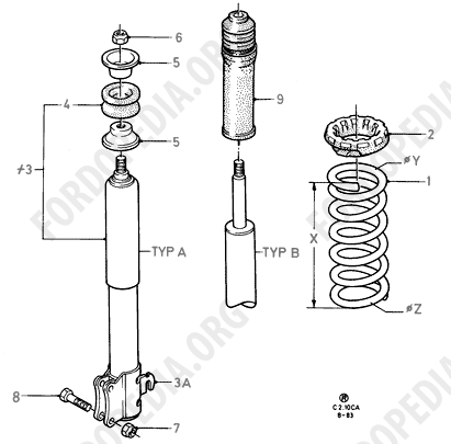 Ford Escort MkIII/Orion MkI (1981-1986) - Rear Springs And Shock Absorbers  