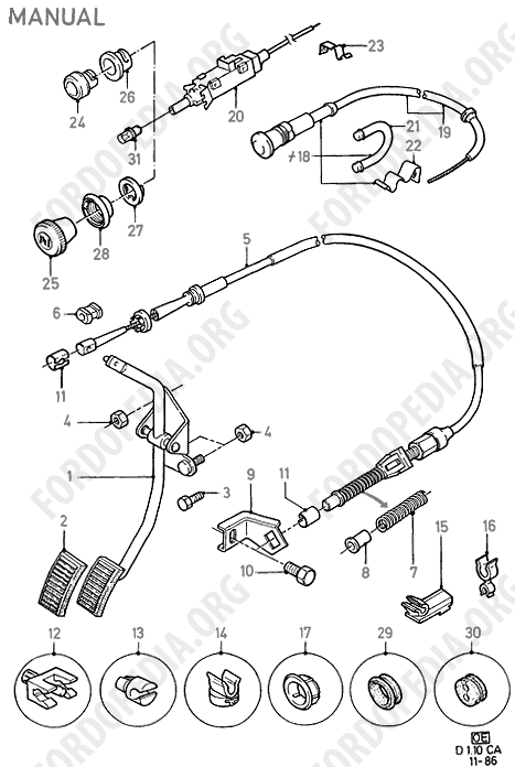 Ford Escort MkIII/Orion MkI (1981-1986) - Accelerator / Injection Pump Controls (MANUAL)