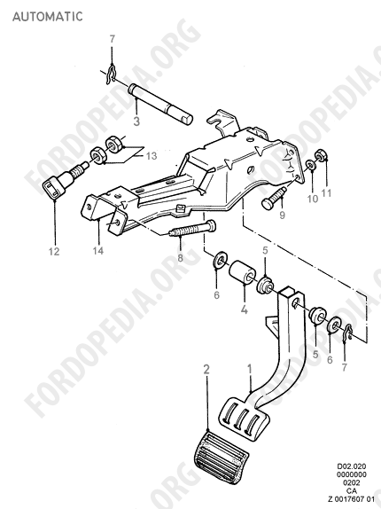 Ford Escort MkIII/Orion MkI (1981-1986) - Brake And Clutch Controls (AUTOMATIC)