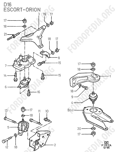 Ford Escort MkIII/Orion MkI (1981-1986) - Engine Mounting (DL16)