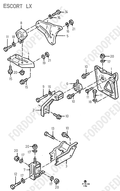 Ford Escort MkIII/Orion MkI (1981-1986) - Engine Mounting (LIFTBACK 3D/5D, LX)