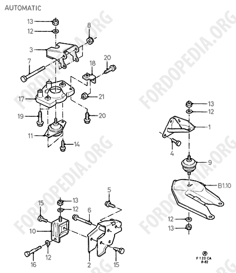 Ford Escort MkIII/Orion MkI (1981-1986) - Engine Mounting (AUTOMATIC)