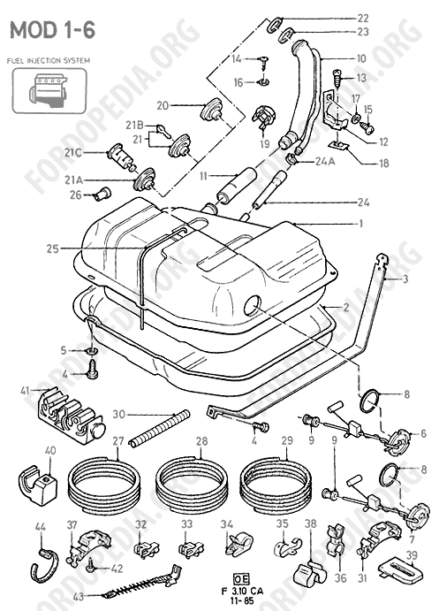 Ford Escort MkIII/Orion MkI (1981-1986) - Fuel Tank And Related Parts (EXCEPT VAN)