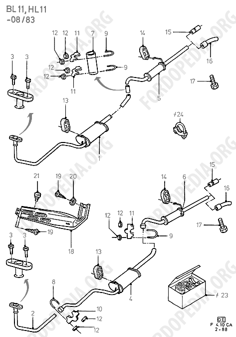 Ford Escort MkIII/Orion MkI (1981-1986) - Exhaust System (BL11 -08.83, HL11)