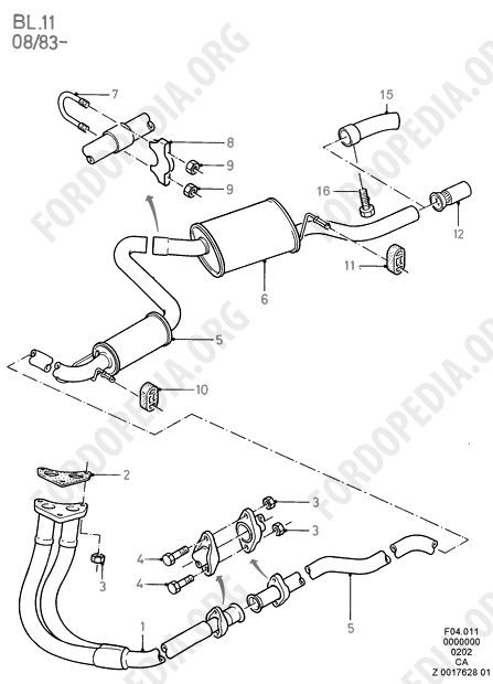 Ford Escort MkIII/Orion MkI (1981-1986) - Exhaust System (BL11 08.83-)