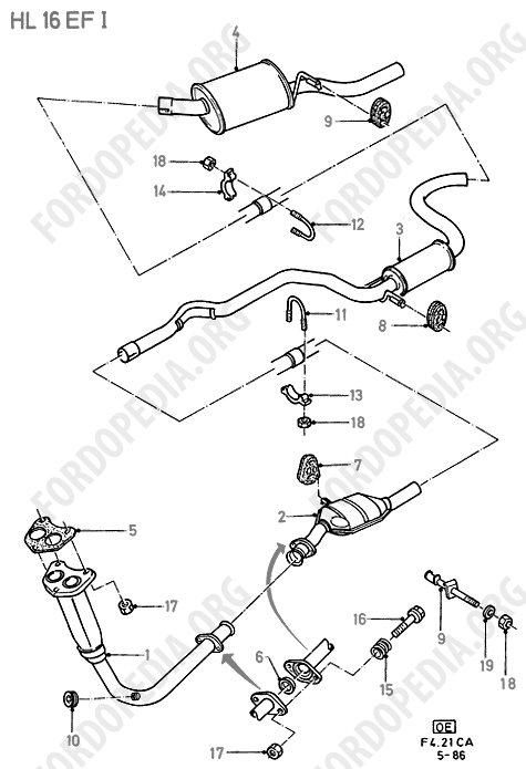 Ford Escort MkIII/Orion MkI (1981-1986) - Exhaust System With Catalyst (HL16EFI)