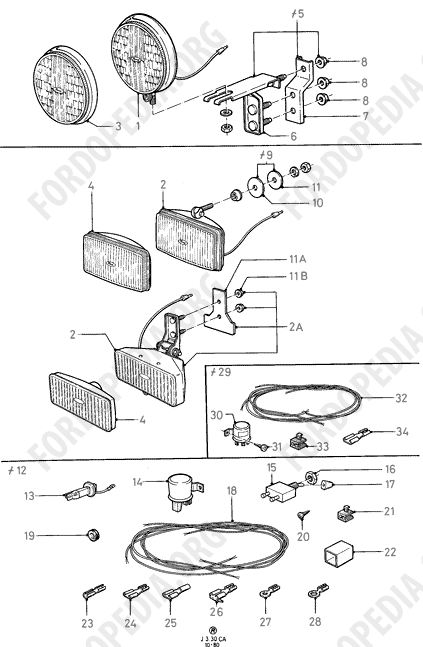 Ford Escort MkIII/Orion MkI (1981-1986) - Additional Headlamps - Accessory (-03.82)