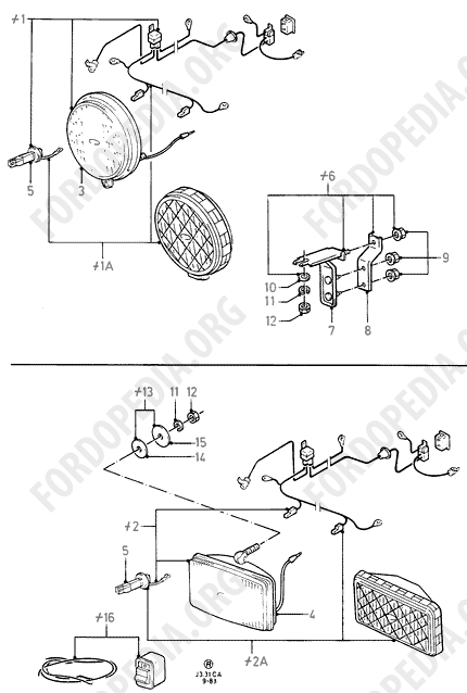 Ford Escort MkIII/Orion MkI (1981-1986) - Additional Headlamps - Accessory (03.82-)