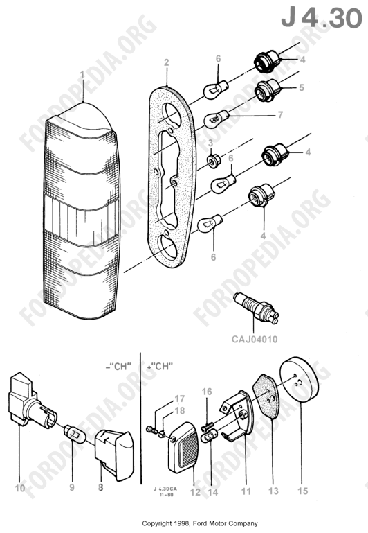 Ford Escort MkIII/Orion MkI (1981-1986) - Rear / Stop & Flasher Lamps (VAN)
