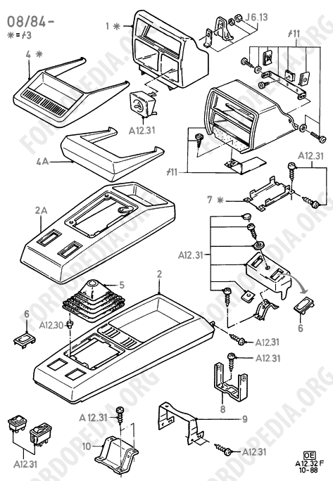 Ford Fiesta MkI/MkII (1976-1989) - Console - Floor