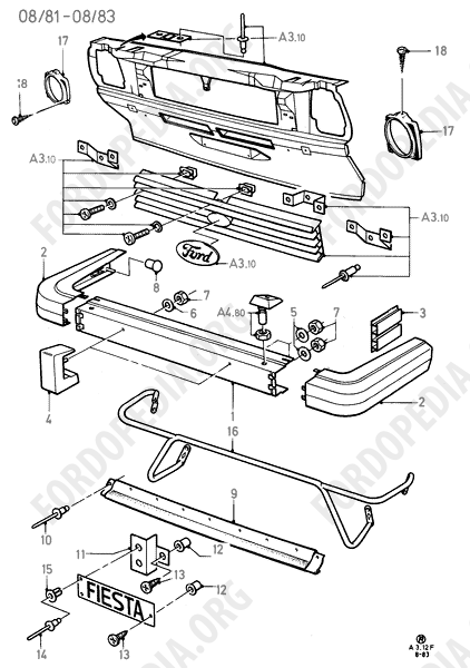 Ford Fiesta MkI/MkII (1976-1989) - Body Front, Grille And Front Bumper