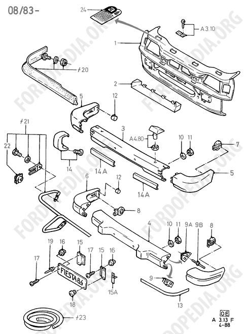 Ford Fiesta MkI/MkII (1976-1989) - Body Front, Grille And Front Bumper