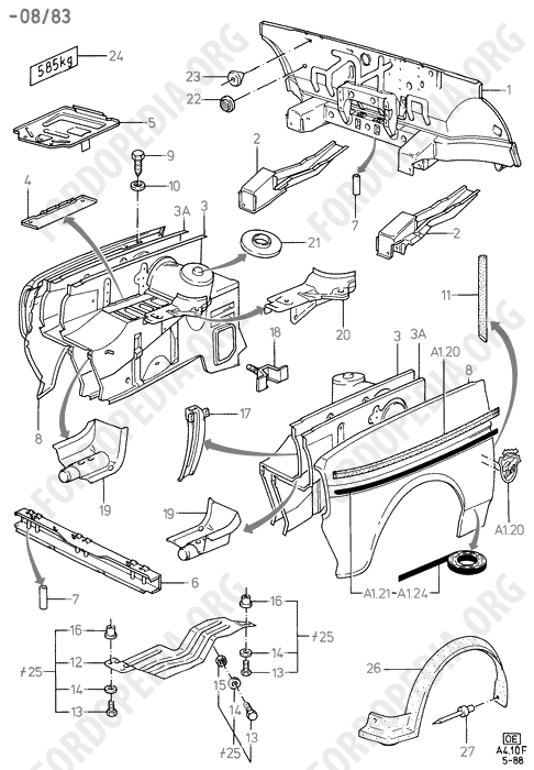 Ford Fiesta MkI/MkII (1976-1989) - Dash Panel, Aprons, Front Fenders