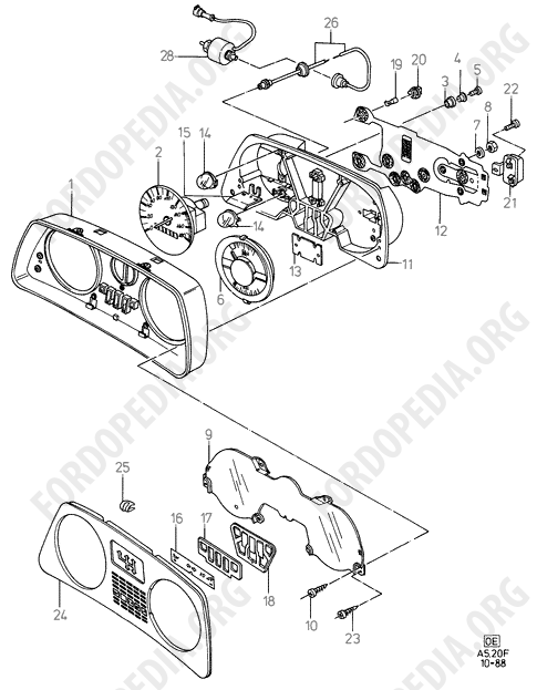 Ford Fiesta MkI/MkII (1976-1989) - Instrument Cluster Less Tachometer