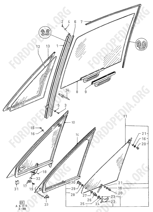 Ford Fiesta MkI/MkII (1976-1989) - Door Glass And Vent Window