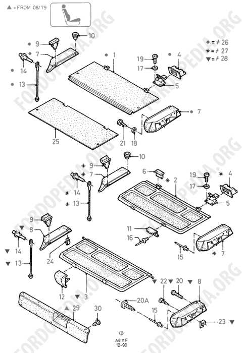 Ford Fiesta MkI/MkII (1976-1989) - Rear Package Tray And Tailgate Trim