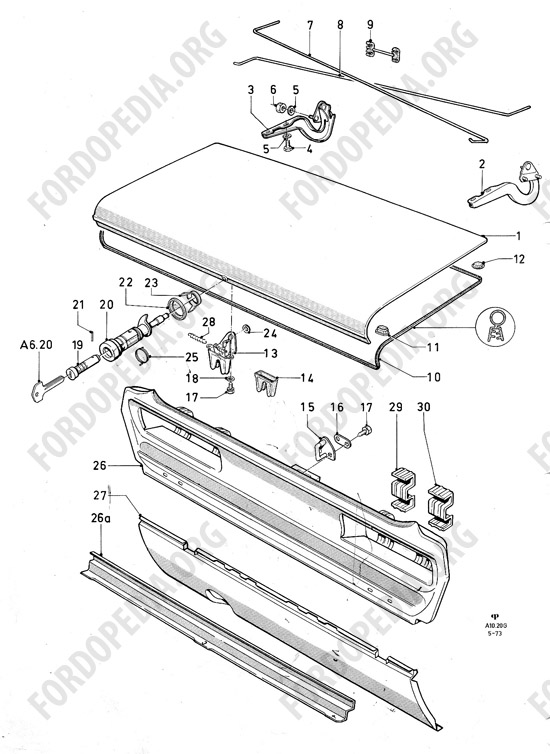 Ford Consul/Granada MkI (1972-1975) - Luggage compartment door, back panel