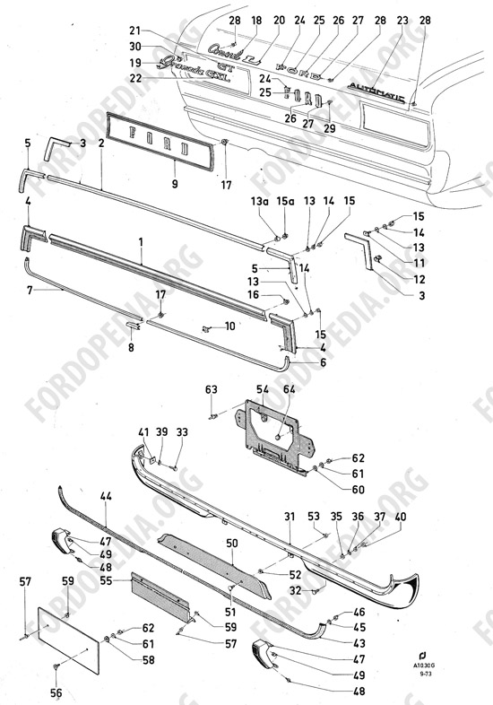 Ford Consul/Granada MkI (1972-1975) - Mouldings, rear bumper